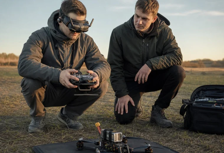 Оператор керує FPV-дроном за відеосигналом